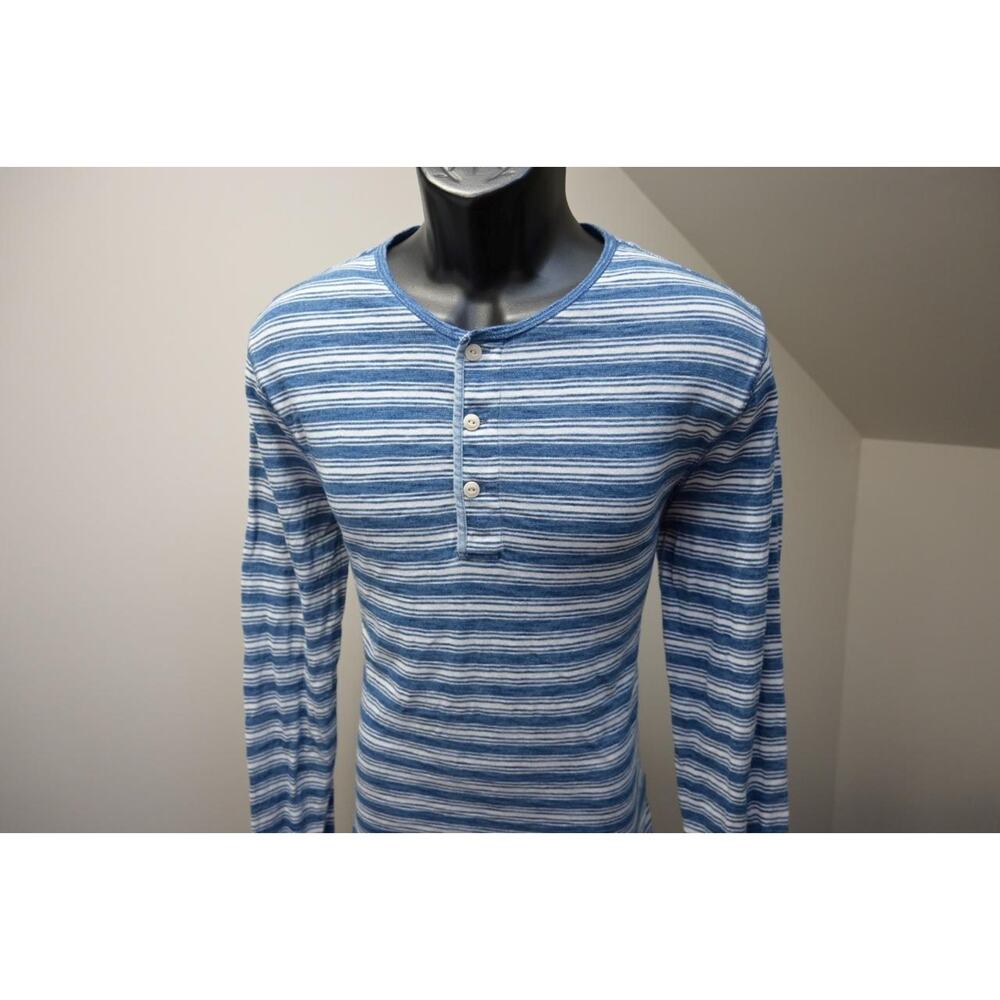 Madewell Henley Tee Shirt Striped Cotton Long Sleeve Mens Size Small
